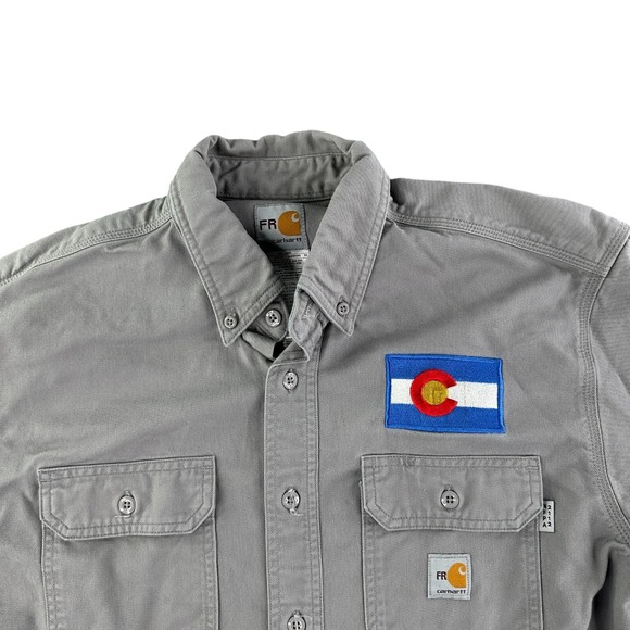 Carhartt FR‎ Shirt Men's LT Gray Fire Resistant Workwear Pocket FRS-160 - Picture 1 of 11